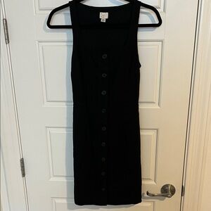 a new day Black Button-Front Midi Dress